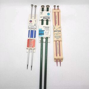 Lot Of 3 Sets Knitting Needles Multicolor Size 3, 7, 11 Length 9", 10", 14"